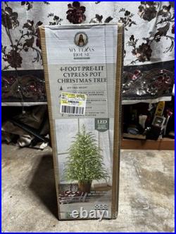 NEW, SEALED My Texas House 4FT Pre-Lit Cypress Christmas Tree FREE SHIPPING