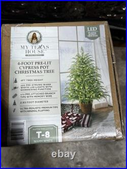 NEW, SEALED My Texas House 4FT Pre-Lit Cypress Christmas Tree FREE SHIPPING