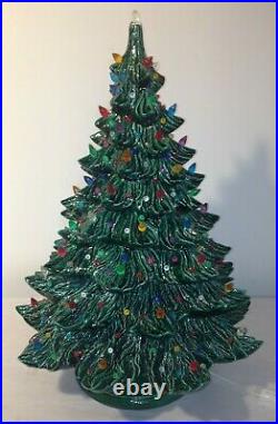 NOWELL'S MOLDS Ceramic Christmas Tree Large Lighted Vintage 23 Tall w / Base