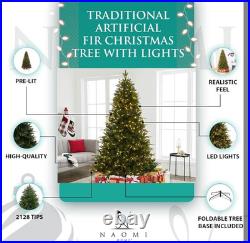 Naomi Home 6.5ft Artificial Fir Pre-Lit LED Christmas Tree Green Realistic Feel