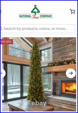 National Tree Company 12 ft. Pre-Lit Carolina Pine Slim Tree with Clear Lights