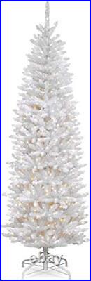 National Tree Company Artificial Pre-Lit Slim Christmas Tree White Kingswood
