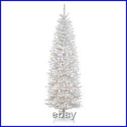 National Tree Company Kingswood 7 Foot Artificial Prelit Tree with Stand, White