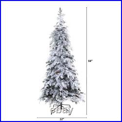Nearly Natural 7ft Flocked Montana Spruce Christmas Tree 400 LED Lights