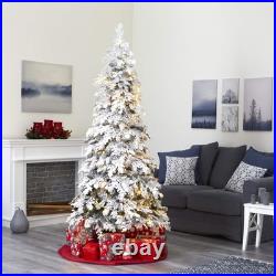 Nearly Natural 7ft Flocked Montana Spruce Christmas Tree 400 LED Lights