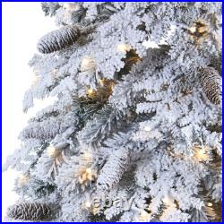 Nearly Natural 7ft Flocked Montana Spruce Christmas Tree 400 LED Lights