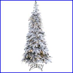 Nearly Natural 7ft Flocked Montana Spruce Christmas Tree 400 LED Lights