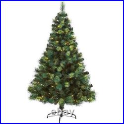Nearly Natural Assorted Green Pre Lit Scotch Pine Artificial Christmas Tree 6ft