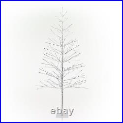 New Pre Lit Silver Christmas Tree with White LED Lights USA