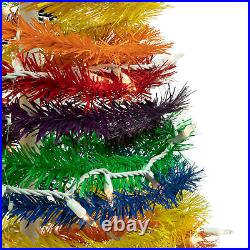 Northlight 4' Rainbow Tinsel Pop-Up Artificial Christmas Tree, Clear Lights