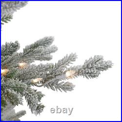 Northlight 6.5ft Flocked Little River Fir Artificial Christmas Tree Clear Lights