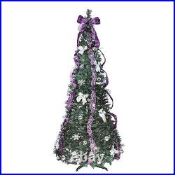 Northlight 6' Purple Silver Pop-Up Artificial Christmas Tree Clear Lights Northlight 6' Purple Silver Pop-Up Artificial Christmas Tree Clear Lights