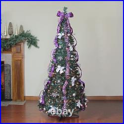 Northlight 6' Purple Silver Pop-Up Artificial Christmas Tree Clear Lights Northlight 6' Purple Silver Pop-Up Artificial Christmas Tree Clear Lights