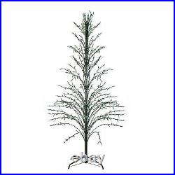 Northlight 9' Green Lit Christmas Cascade Twig Tree Outdoor Decor Green Light