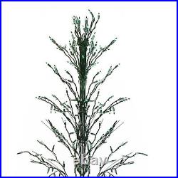 Northlight 9' Green Lit Christmas Cascade Twig Tree Outdoor Decor Green Light