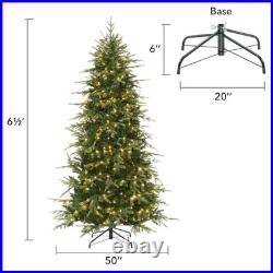 OPEN BOX 6.5FT Frosted Pre-Lit Slim Aspen Fir Realistic Artificial Christmas