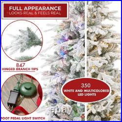 OPEN BOX 6.5FT Snow Flocked Pre-Lit Slim Aspen Fir Realistic Artificial