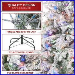 OPEN BOX 6.5FT Snow Flocked Pre-Lit Slim Aspen Fir Realistic Artificial