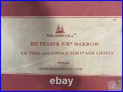 Open Box Balsam Hill Fraser Fir Narrow 6.5' Tree with Candlelight LED Lights