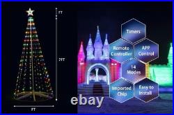 Outdoor APP Control Christmas Tree for Yard 328 LED Cone Tall Artificial Flag