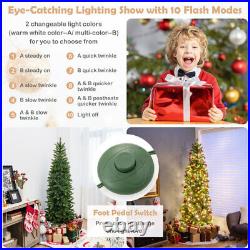 Pencil Christmas Tree with 180 Warm White and Multi-color LED Lights