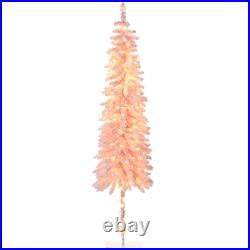 Pencil Prelit Artificial Christmas Tree with Snow Flocked Branches Lights