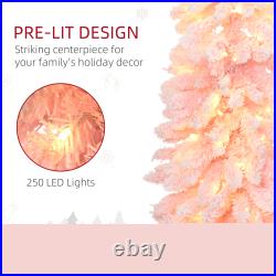 Pencil Prelit Artificial Christmas Tree with Snow Flocked Branches Lights