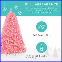 PreLit Christmas Tree 6' Pink Artificial Pine With Stand 250 White Lights New