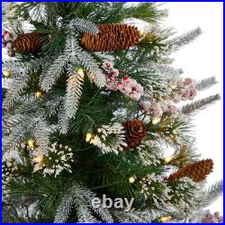 Pre-Lit 4Ft Frosted Artificial Christmas Tree with 105 LED Lights & Berries