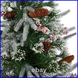Pre-Lit 4Ft Frosted Artificial Christmas Tree with 105 LED Lights & Berries