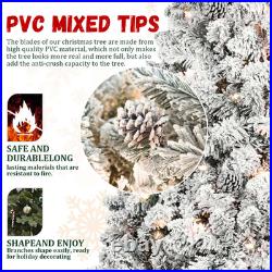 Pre-Lit 4.5FT Flocked Christmas Tree 250 LED Warm White Lights & Pine Cones