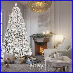 Pre-Lit 4.5FT Flocked Christmas Tree 250 LED Warm White Lights & Pine Cones
