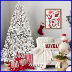 Pre-Lit 4.5FT Flocked Christmas Tree 250 LED Warm White Lights & Pine Cones