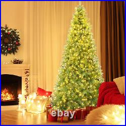 Pre-Lit 8' Artificial PVC Christmas Tree Hinged 880 LED Lights Metal Stand