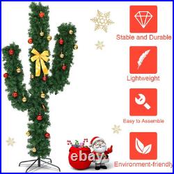 Pre-Lit Artificial Cactus Christmas Tree LED Lights Ball Ornaments Decor