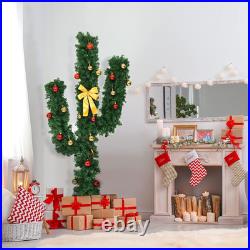 Pre-Lit Artificial Cactus Christmas Tree LED Lights Ball Ornaments Decor
