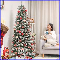 Pre-Lit Artificial Christmas Tree with LED Lights Pencil Fir Realistic 6ft