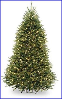 Pre-Lit Artificial Full Christmas Tree, Green, Dunhill Fir, White Lights
