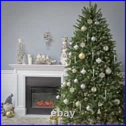 Pre-Lit Artificial Full Christmas Tree, Green, Dunhill Fir, White Lights, Inc