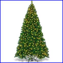 Pre-Lit Artificial Hinged Christmas Tree with8 Modes LED Lights and Foot Pedal