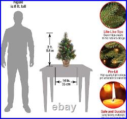 Pre-Lit Artificial Mini Christmas Tree, Green, Crestwood Spruce, Multicolor Ligh
