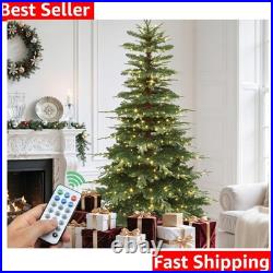 Pre-Lit Aspen Fir Artificial Christmas Tree 6.5ft with Remote, Layered Christ