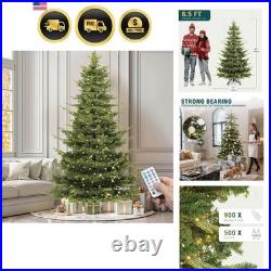 Pre-Lit Aspen Fir Artificial Christmas Tree 6.5ft with Remote, Layered Christ