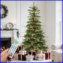Pre-Lit Aspen Fir Artificial Christmas Tree 6.5ft with Remote, Layered Christ