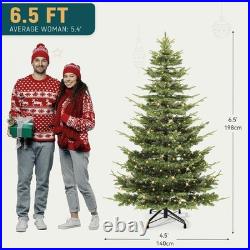 Pre-Lit Aspen Fir Artificial Christmas Tree 6.5ft with Remote, Layered Christ