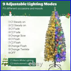 Pre-Lit Blue Artificial Christmas Tree Slim with 9 Lighting Modes Pre-Lit Blue Artificial Christmas Tree Slim with 9 Lighting Modes