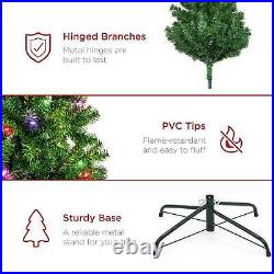 Pre-Lit Christmas Tree 6' Classic Pine 250 Multicolor LED Lights Hinged Branches