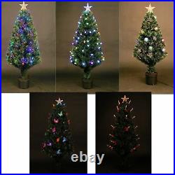 Pre Lit Christmas Tree LED Fibre Optic Prelit Light Up Xmas Home Decorations