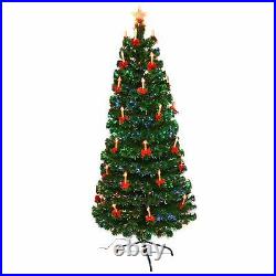 Pre Lit Christmas Tree Lights Fibre Optic with Holy Candle & Bow Home Decor