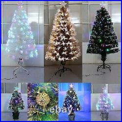 Pre Lit Christmas Tree Xmas Fibre Optic LED Lights Star 3ft 4ft 5ft 6ft 7ft 8ft